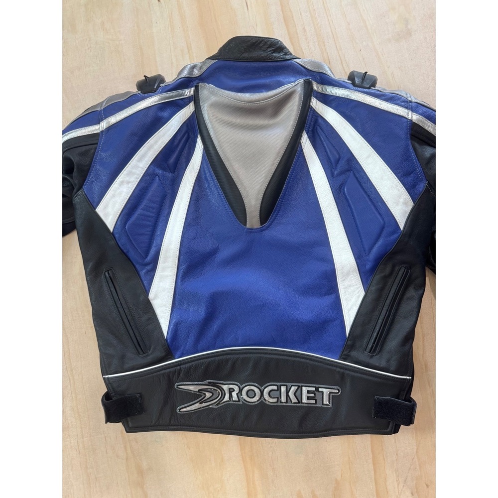 Joe Rocket Blue Leather Motorcycle Jacket Y2K Racing Moto Biker Streetwear XL 48 - Picture 11 of 15